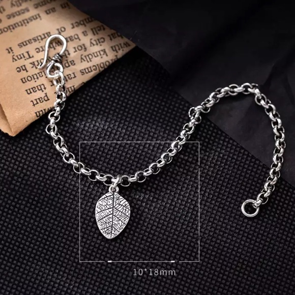 NEW 925 STERLING SILVER VINTAGE LEAF CHARM BRACELET, NICE BRACELET,CUTE BRACELET - Picture 5 of 9